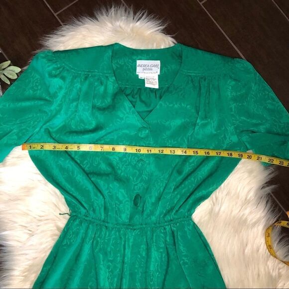 Andrea Gayle petites green vintage dress sz 10 - Picture 7 of 9